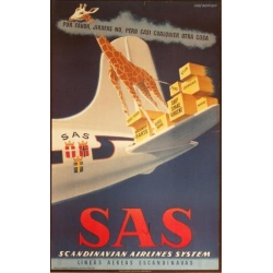  Aage Rasmussenデザインのスカンジナヴィア航空ポスター (リプリント) SAS